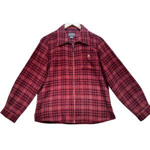 Woolrich Wome's Zip Up Cardigan Shirt Jacket Long Sleeve Size S Red Black Plaid